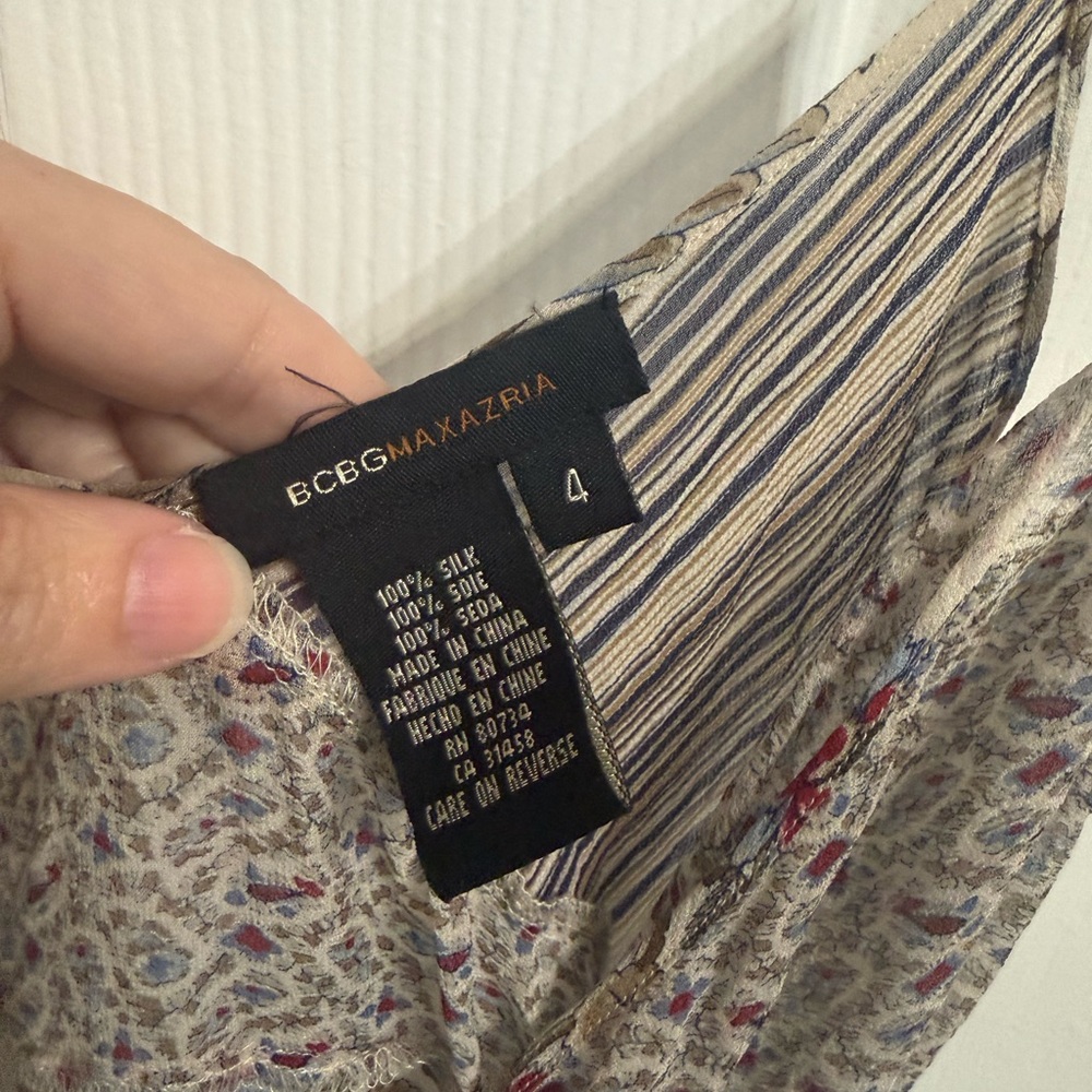 BCBGMAXAZRIA Silk Patchwork Wrap Blouse Top Tank … - image 2